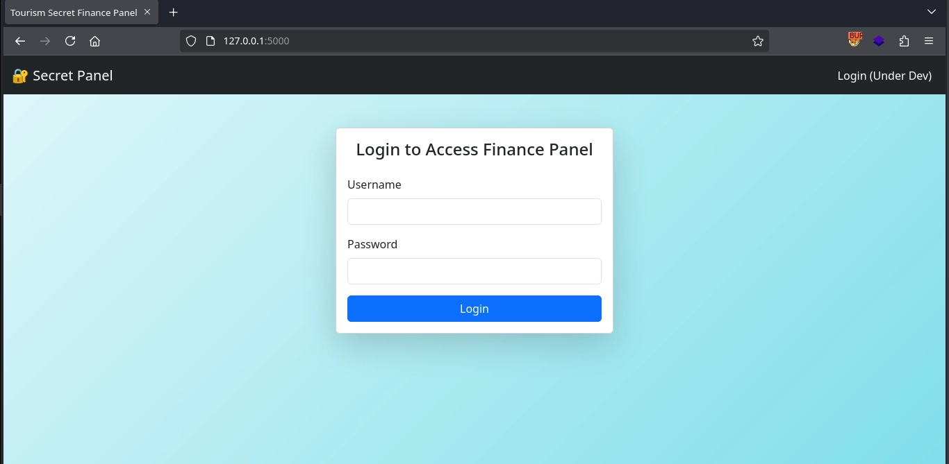 Login form on port 5000